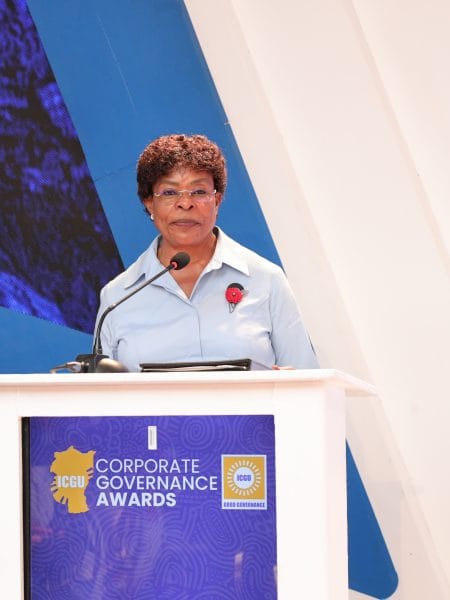 Guest of Honor- Hon. Betty T. Kamya giving the maiden speech at the 3rd Corporate Governance Awards- 2024