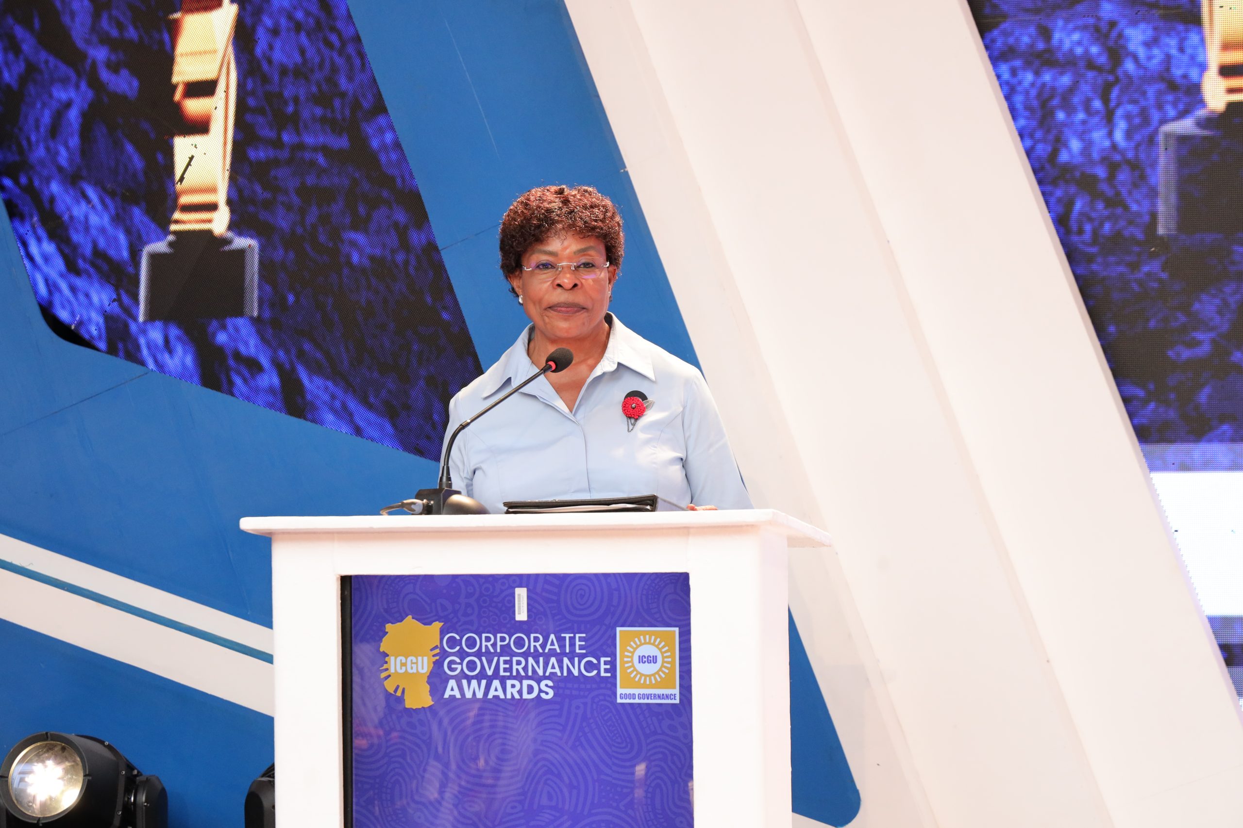 Guest of Honor- Hon. Betty T. Kamya giving the maiden speech at the 3rd Corporate Governance Awards- 2024